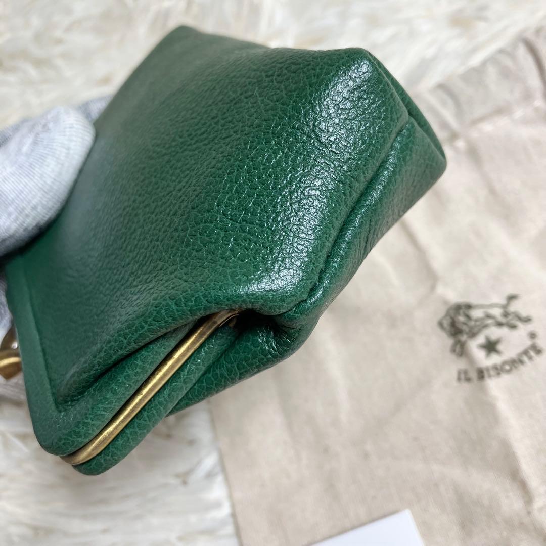 【未使用級】イルビゾンテ＊がま口 ケース レザーグリーン
