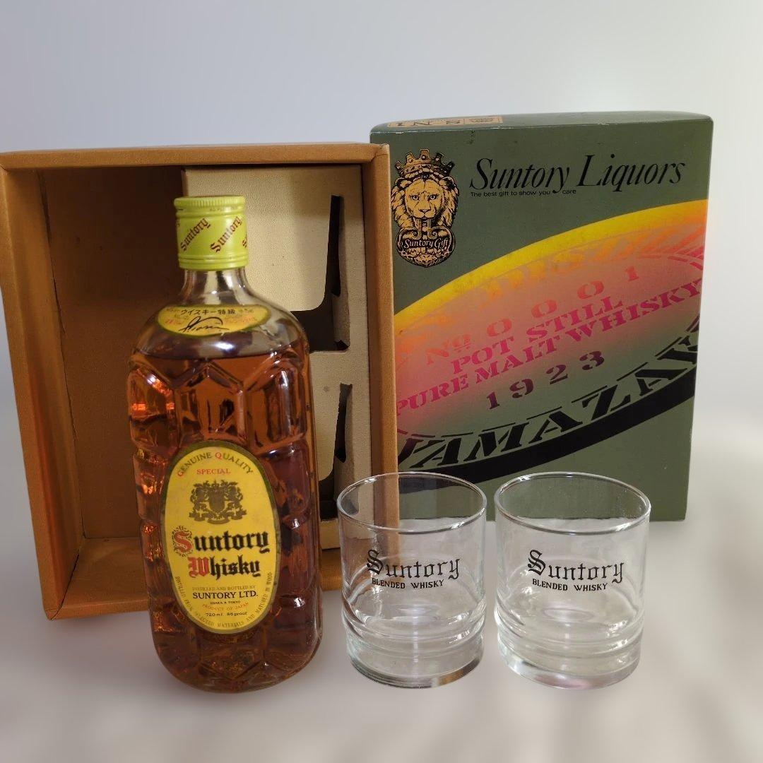 SUNTORY サントリー角瓶特級＆専用グラス２個付