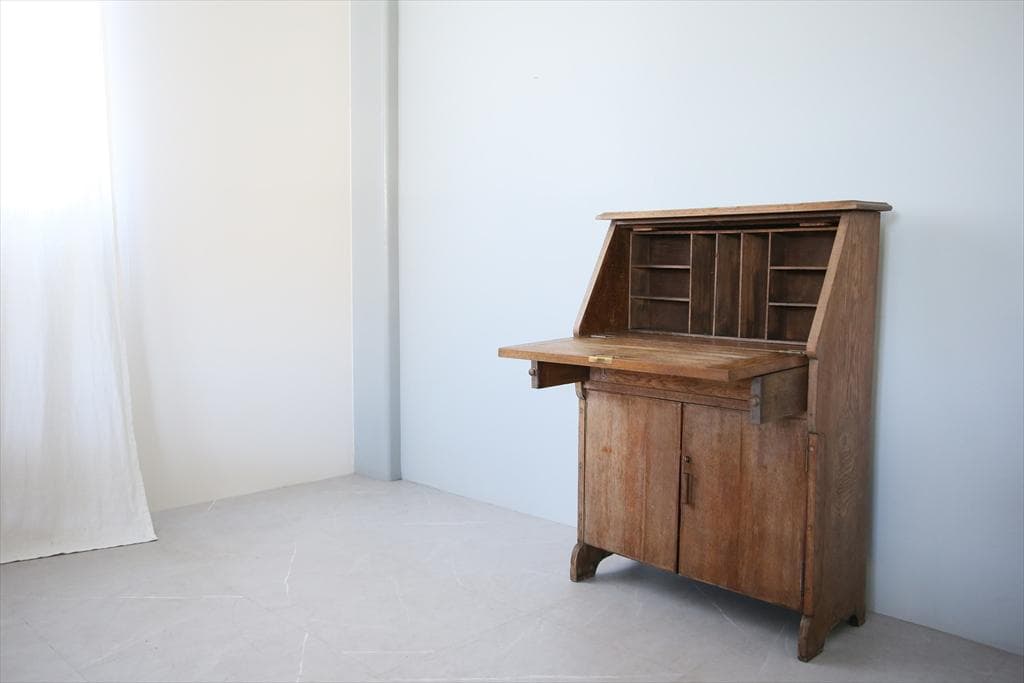 英国アンティーク木製ライティングビューロー/デスク/収納式/勉強机(88-10)