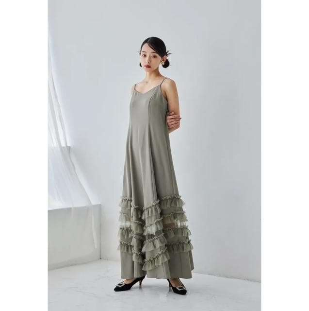 L 大きいサイズ niana ニアナ トランスペアレントヘムセットアップドレス