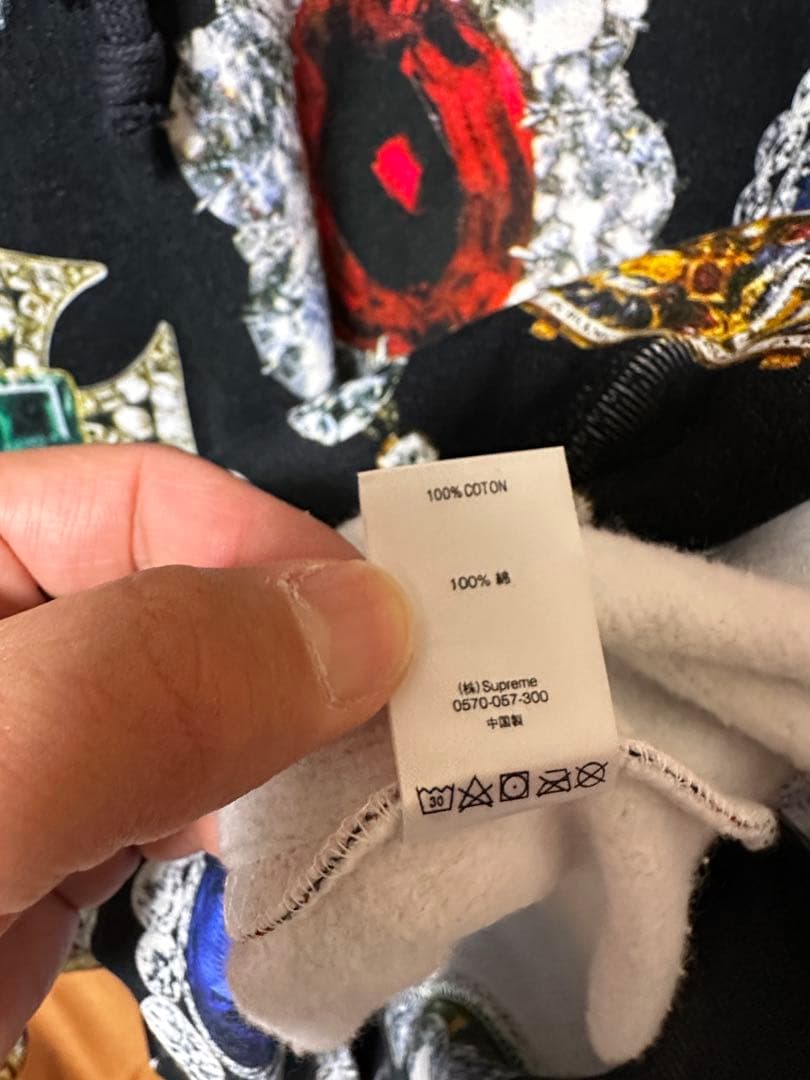 1*d様 シュプリーム　総柄 ジュエル　パーカー　ブラック JEWELロゴ　Ｌサ