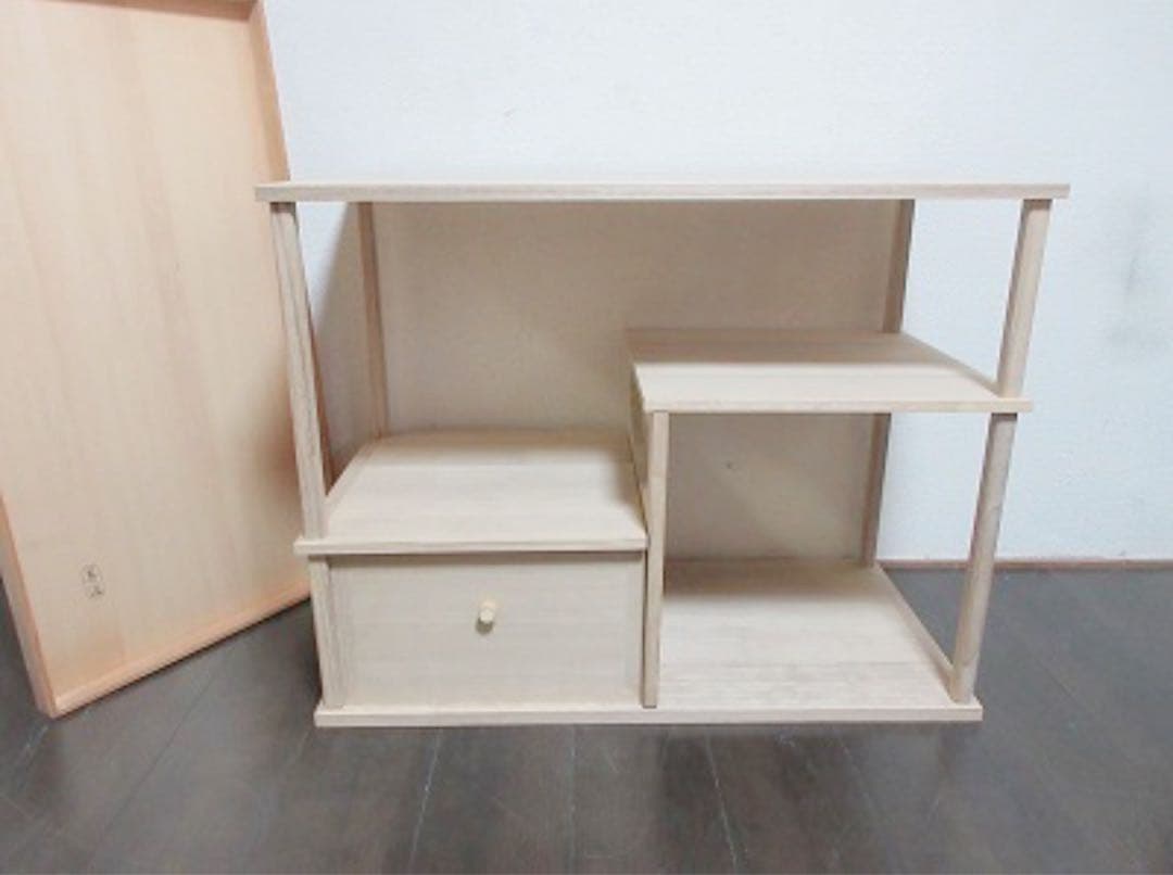 ほぼ未使用 茶道具 善道作 桐木地 利休袋棚 志野棚 組立式 炉用 大棚 共箱