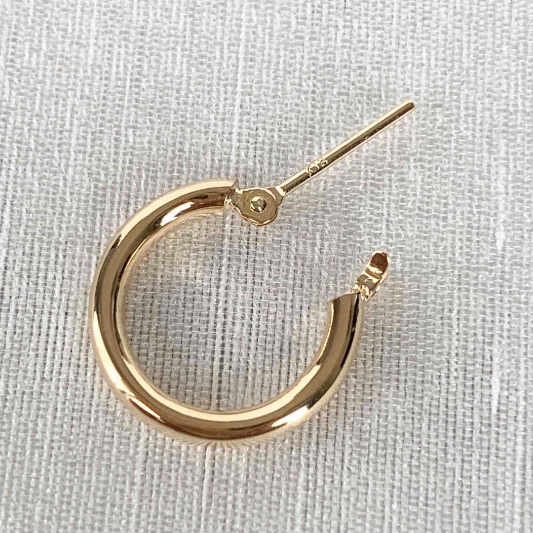 18金【2×13mm 定番フープピアス】イエローゴールド K18刻印入 新品！