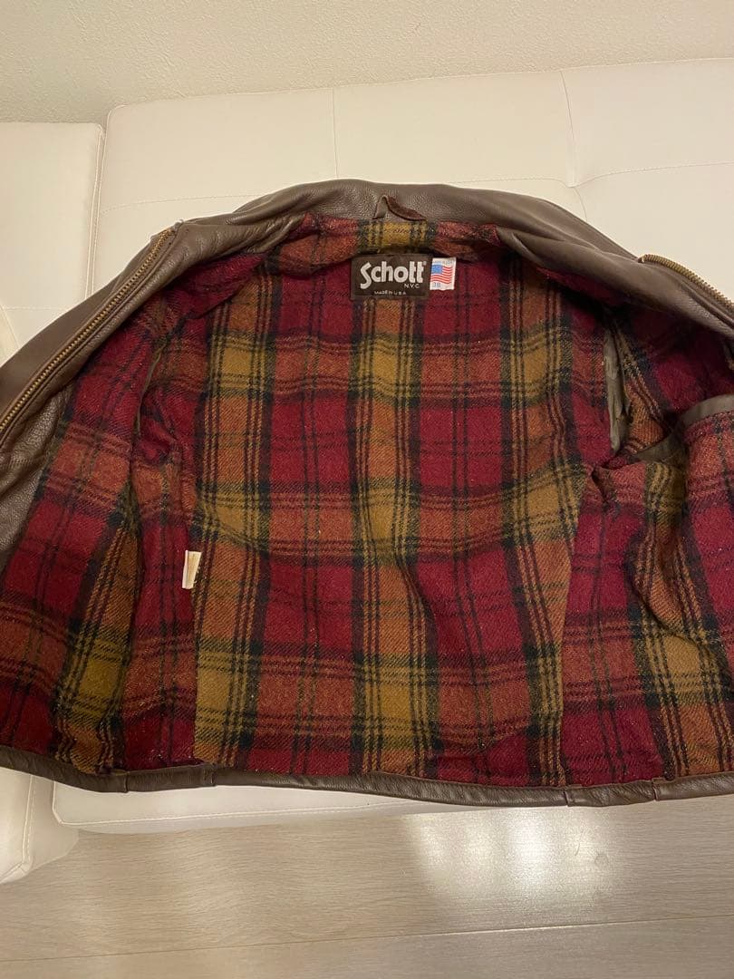 【値下】Schott シングルライダースジャケット サイズ38 ダークブラウン