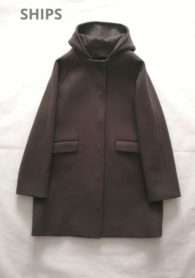SHIPS ブラウン フード付き コート