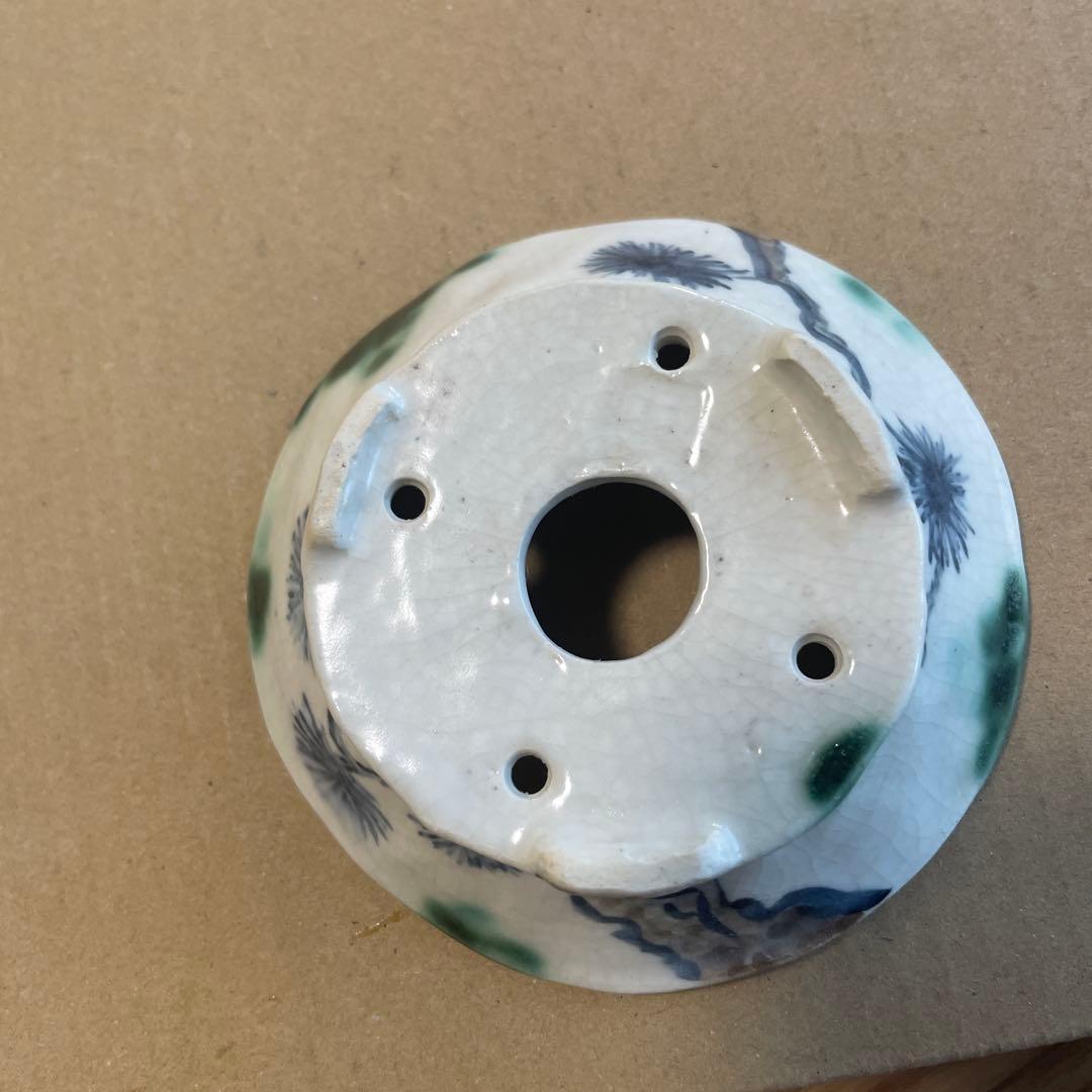 盆栽鉢　桑津香石　絵鉢　ミニ盆栽鉢　小品盆栽鉢　　　松　落款印なし