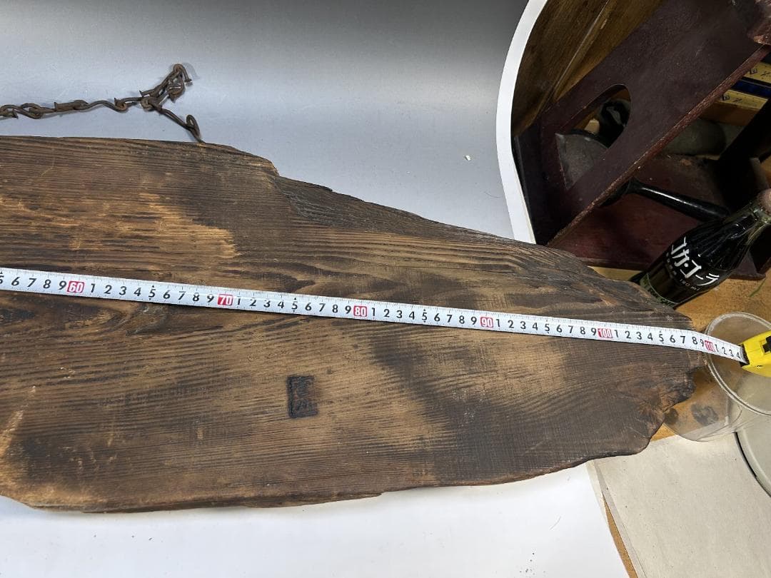 魚板　110㎝　時代 古道具 壁掛け　魚鼓 在銘　仏教美術　雑貨　流木　オブジェ