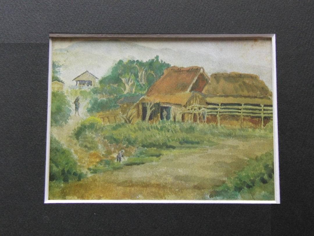 浅井忠、【農家風景】、希少な額装用画集より、新品額装付、状態良好