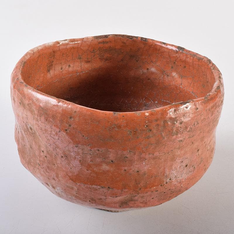 茶道具　楽吉左衛門　左入作　赤楽茶碗　九代　大樋長左衛門極め箱　V　R7631