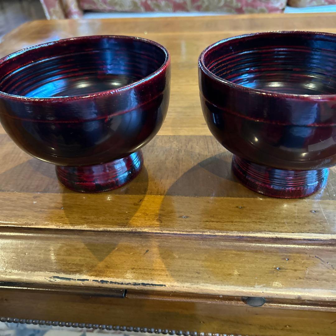 natuk 輪島塗り丼　漆塗りの黒と赤の2個セット