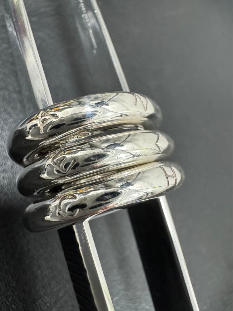 CHANEL シャネル ロゴ 3連リング SV925 ヴィンテージ13号〜14号