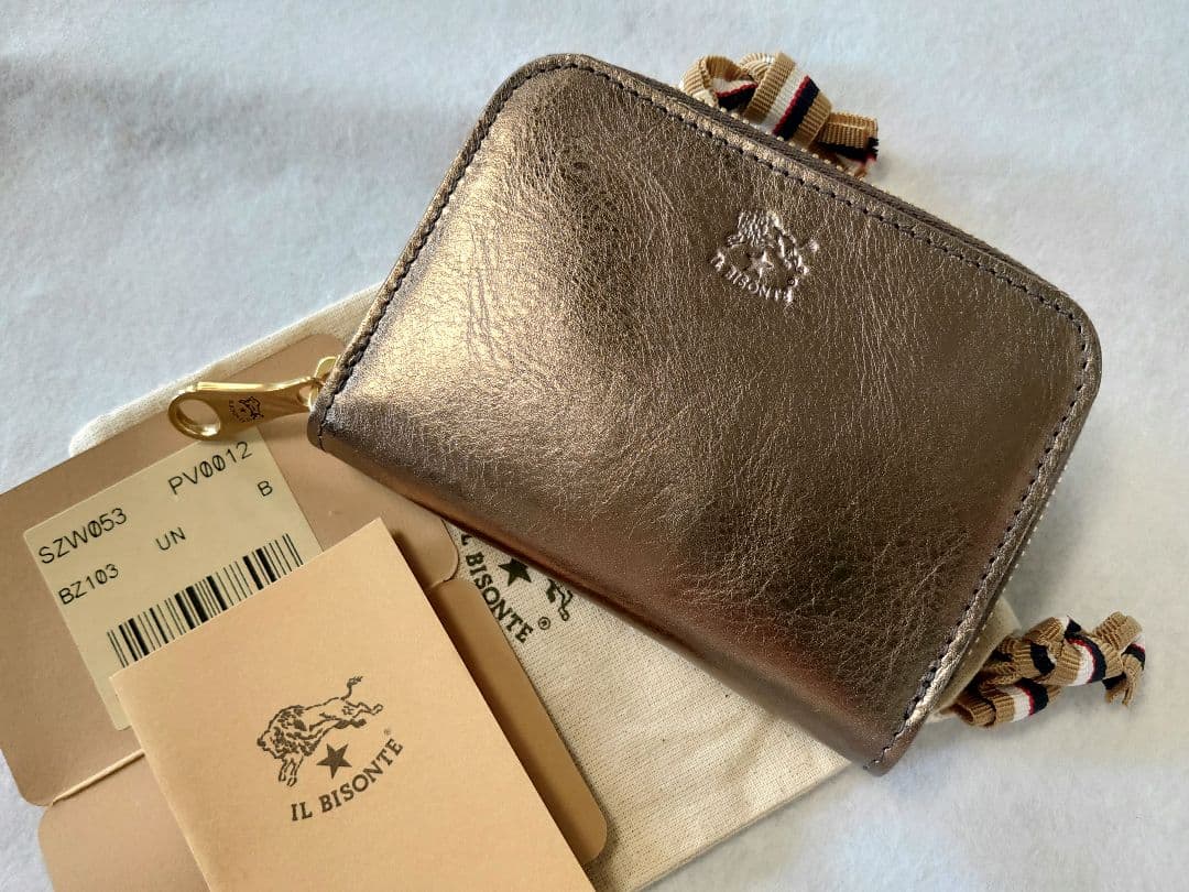【新品】 イルビゾンテ ラウンドファスナー 折り財布 コンパクト ブロンズ