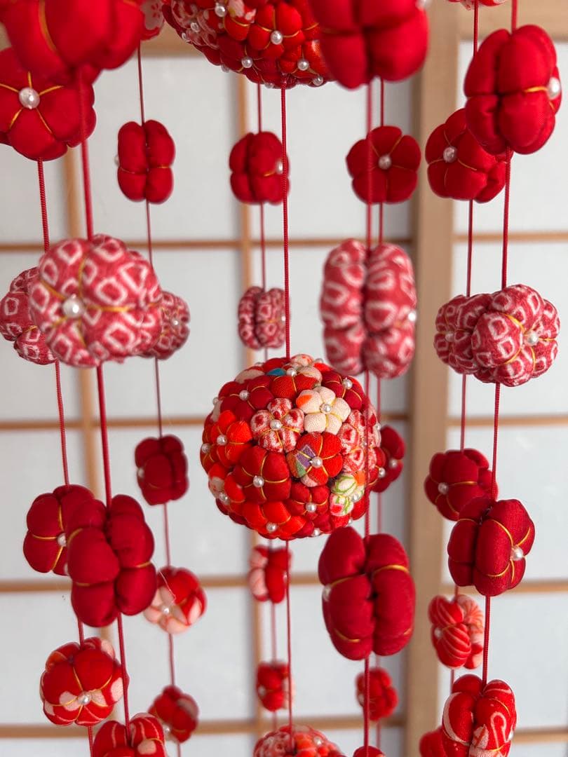 ※ご予約品※ 吊るし飾り 彩り9連 紅白・赤 2個