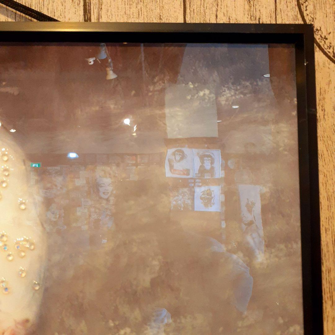 輸入雑貨　クリスタルアート　『月下の富士山と桜』　水晶石　フレーム付き