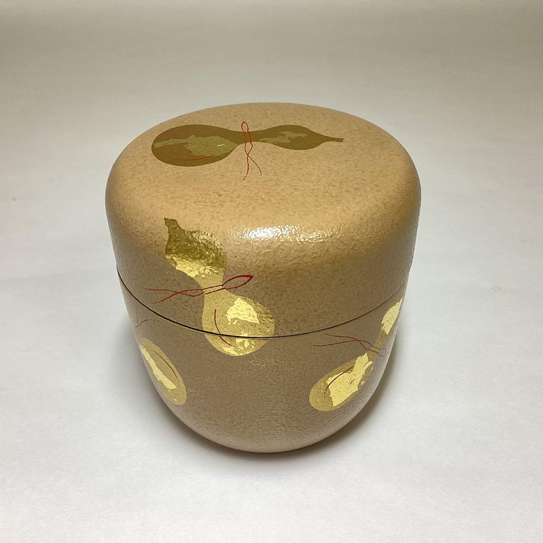 中棗 六瓢 蒔絵 白叩塗 中村湖彩 木箱入 茶道具 古物品