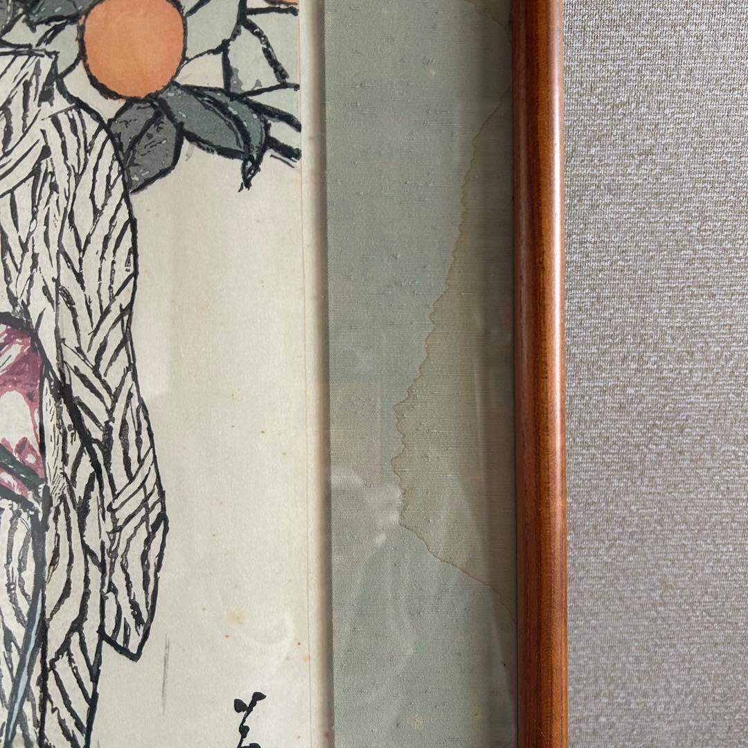 竹久夢二 木版画 秋（りんどう） 73/150 フレーム付き 雕摺 松永安生