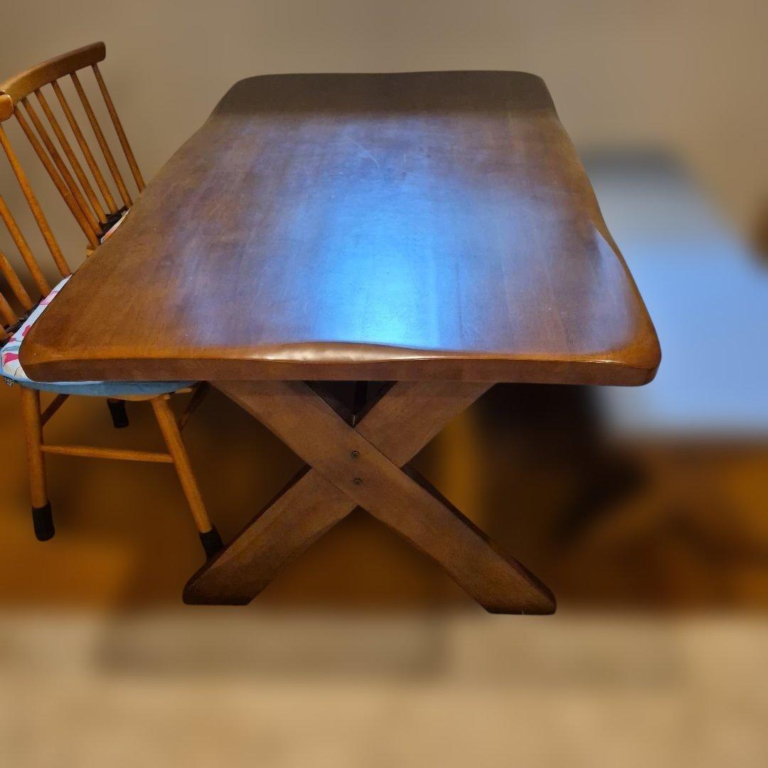 1/15まで　天然木　ダイニングテーブル X型脚135×80送料込み