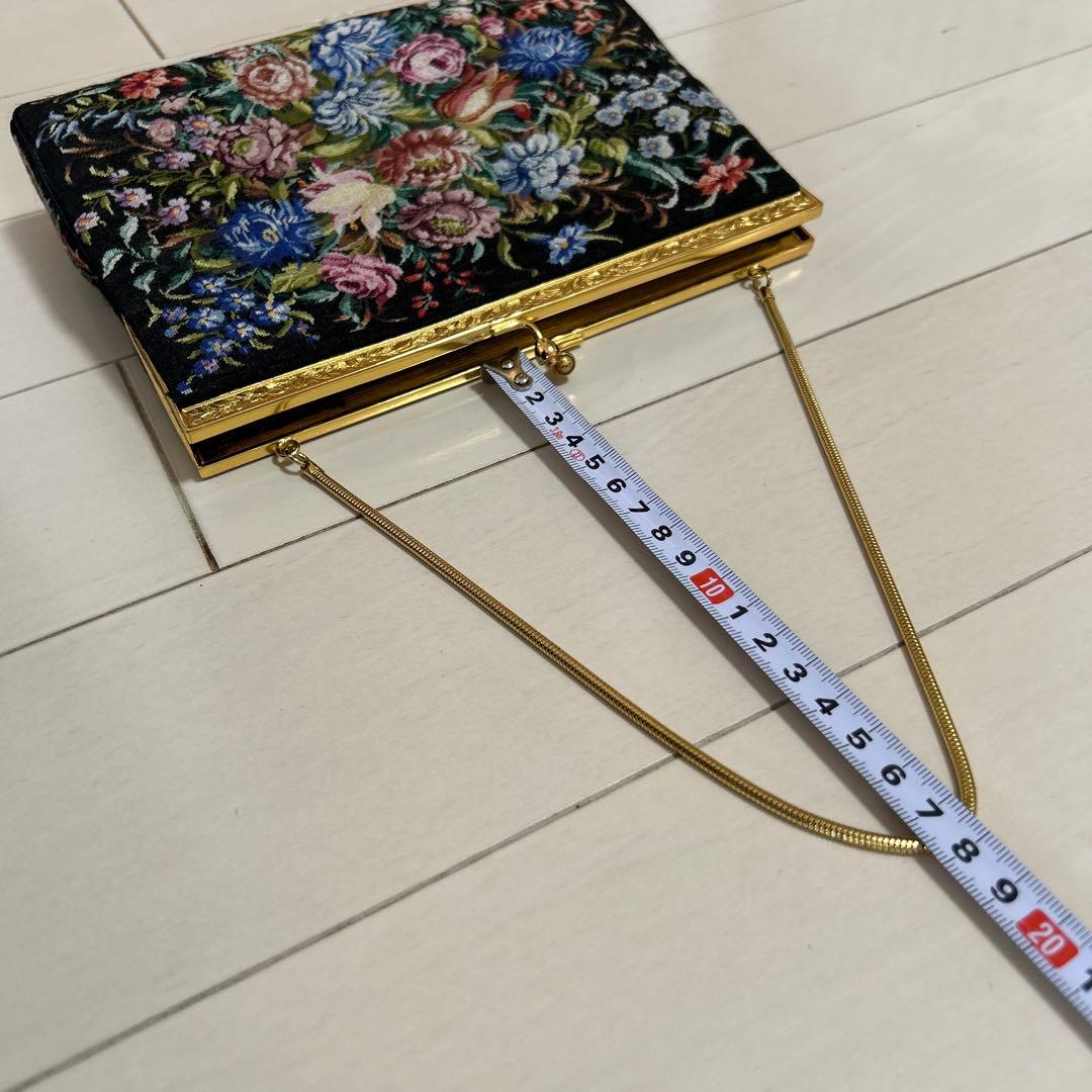 美品◆プチポアン　2WAYアンティークバッグ　花柄刺繍　バッグ＆ケース