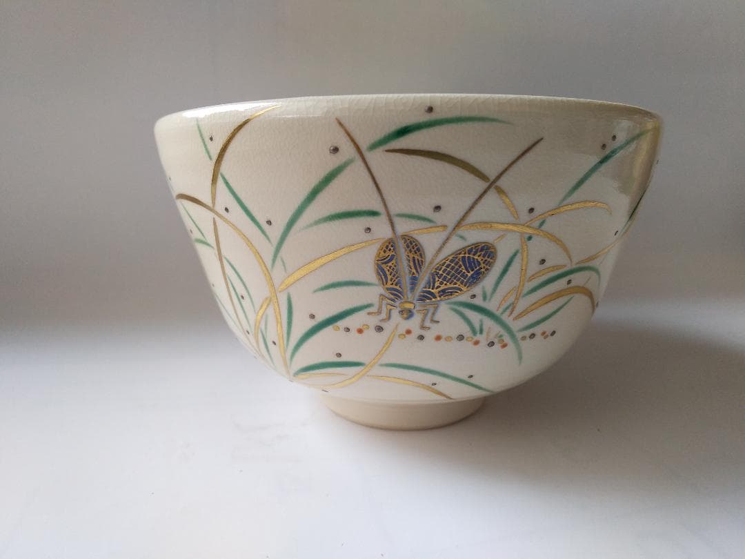 東福窯 中村能久 源氏絵 鈴虫 茶碗 京焼 共箱 共布 栞 茶道具 抹茶碗 新品