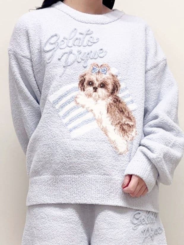 新品♥️ジェラートピケ シーズージャガードプルオーバー BLU　ジェラピケ