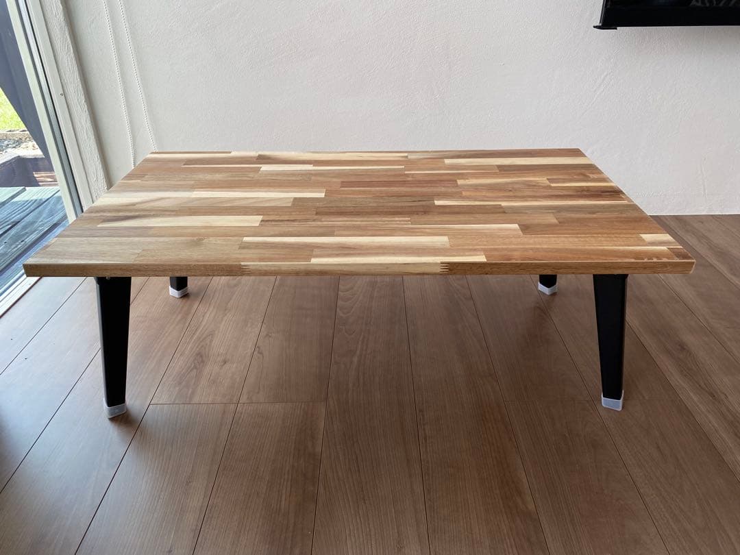 アカシア集成材　折りたたみ　テーブル　キャンプ ローテーブル1000×500