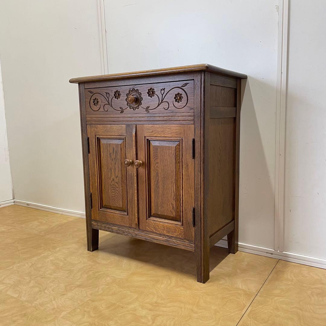 勇峰工芸 キャビネット 棚 電話台 引き出し チェスト コンソール 旭川家具