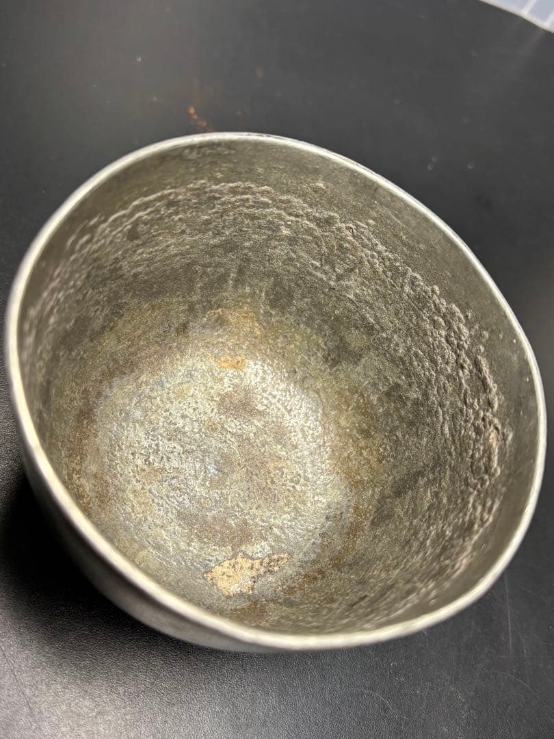 【希少品】生錫 京原田請合 アンティーク 骨董品 金属工芸 湯呑み