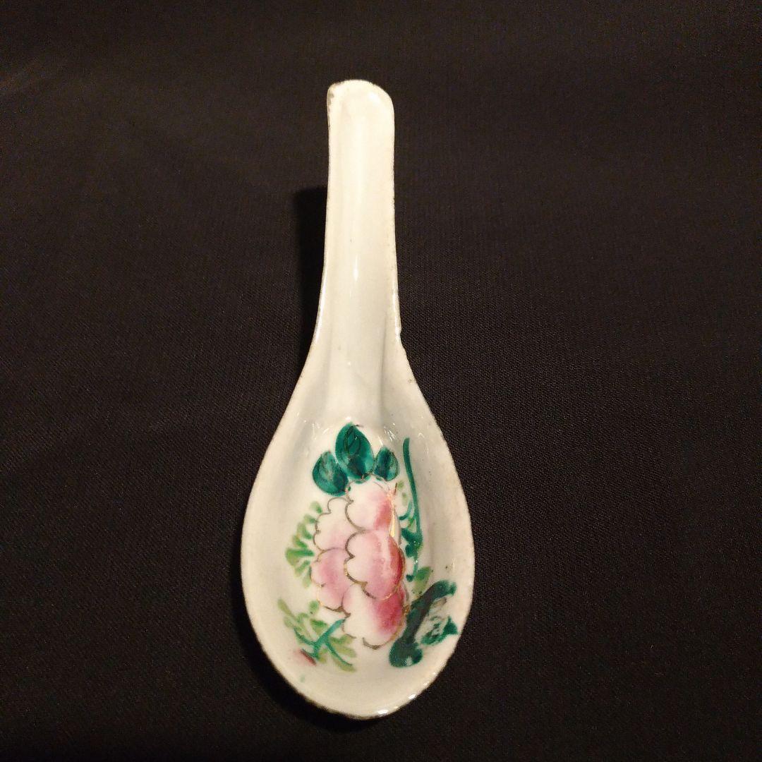 清朝 色絵花草 古蓮華 中国 古玩 骨董