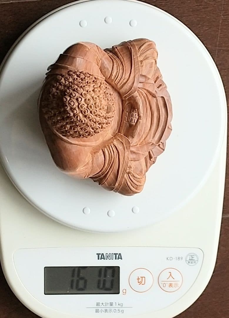 釈迦如来坐像 3寸 #333 像のみ 金彩無 お釈迦さま ◆白檀 木彫 仏像