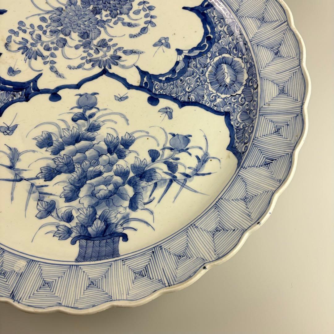 古美術 古伊万里 染付 時代 丸皿 皿 飾皿 絵皿 アンティーク