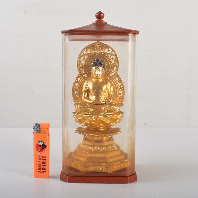 仏教美術　古銅鍍金　大日如來座像　仏像　ケース付　C　6436