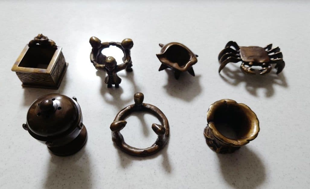 【茶道具】七種蓋置 鋳銅 大野芳光作