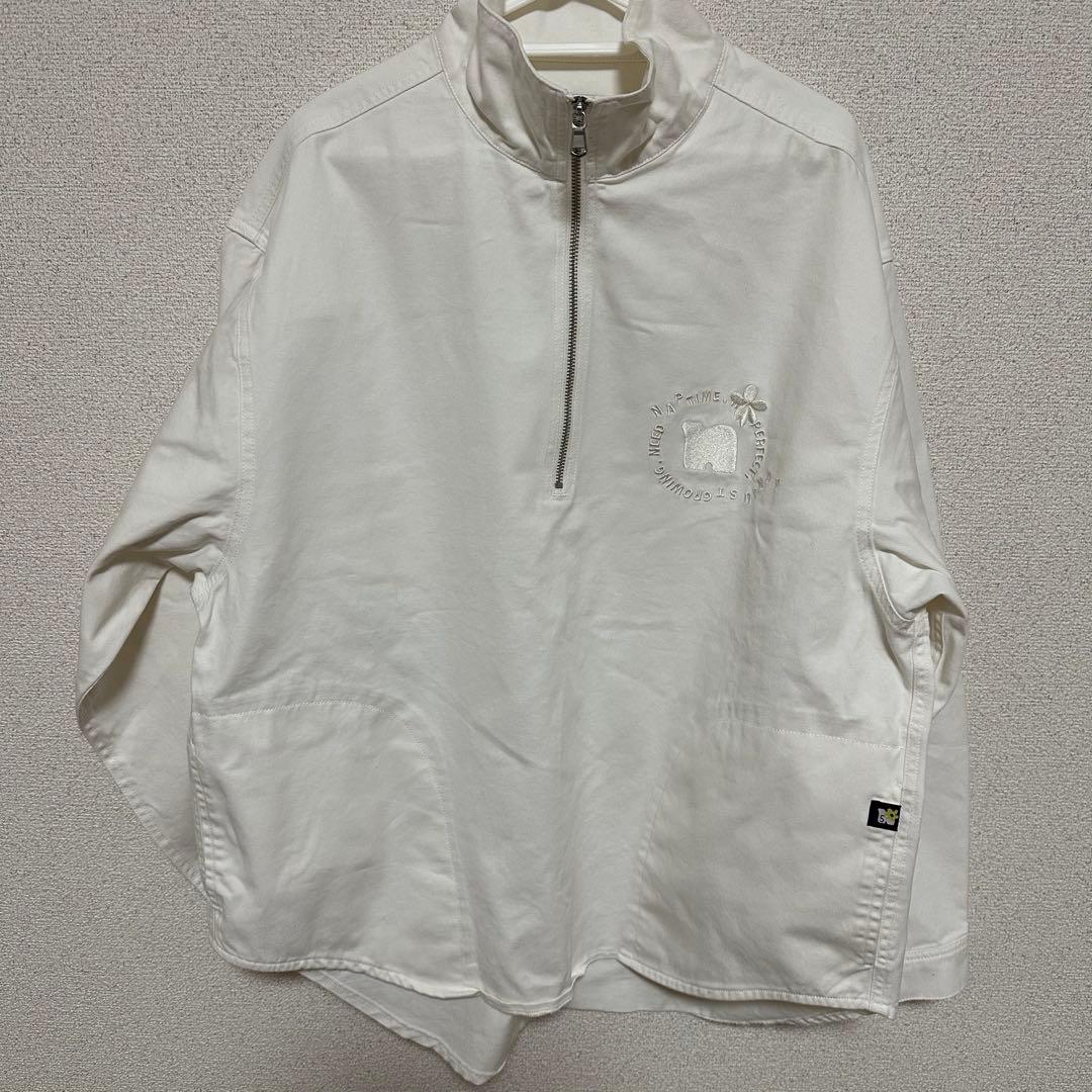 Naptime デニムプルオーバージャケット-WHITE