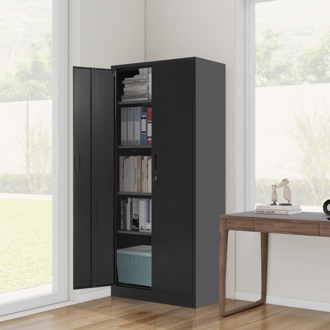 スチール書庫 両開き書庫 書類保管庫 高さ180cm 保管庫 収納 オフィス