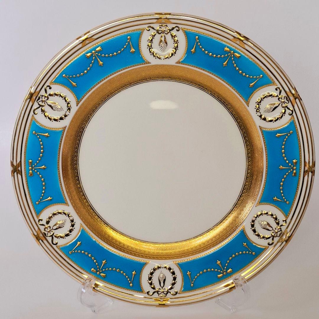 1900年 ミントン minton エナメル ターコイズ キャビネット プレート