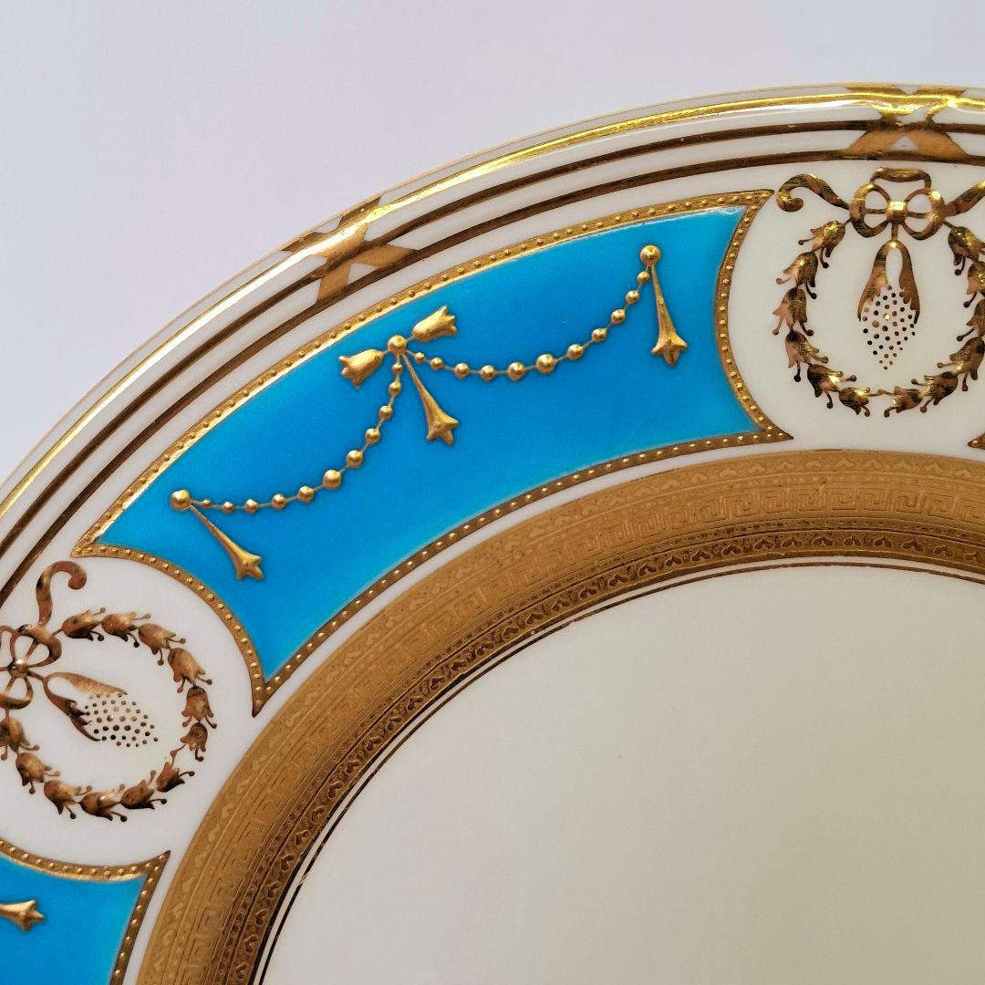 1900年 ミントン minton エナメル ターコイズ キャビネット プレート