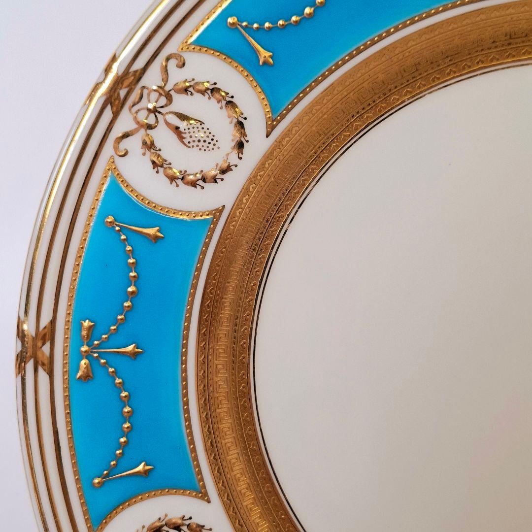 1900年 ミントン minton エナメル ターコイズ キャビネット プレート