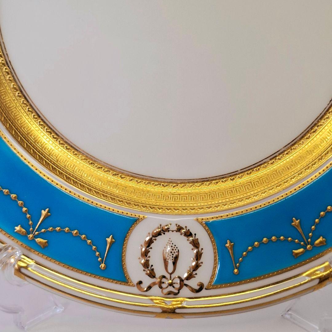 1900年 ミントン minton エナメル ターコイズ キャビネット プレート