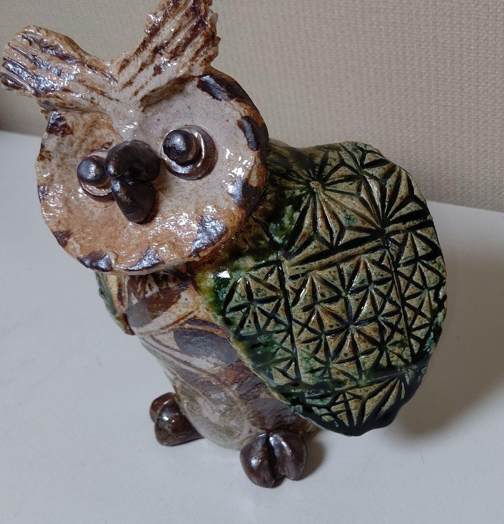 ふくろう 置物 一輪挿し 夢楽窯 織部 MURAKU 梟 フクロウ