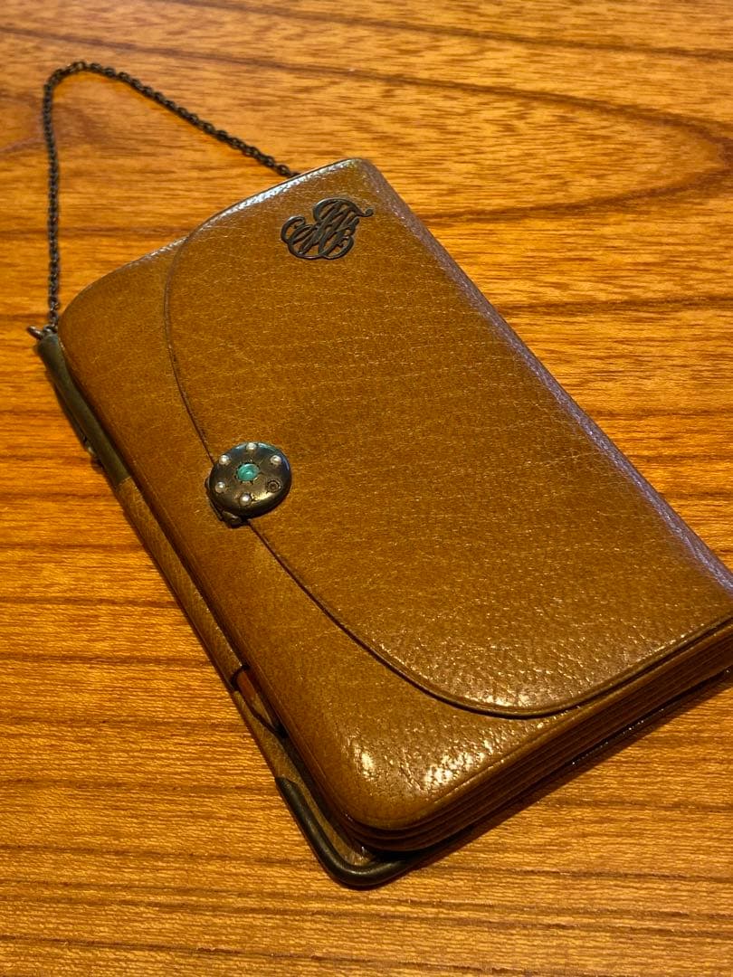 希少　レア　フランスアンティーク革製パーティーバッグk