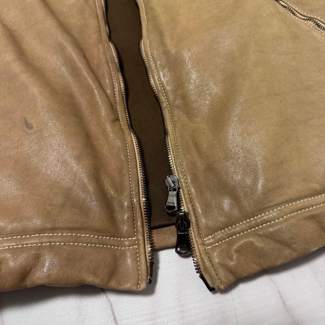 GIORGIO BRATO レザー シングルライダースジャケット ベージュ M