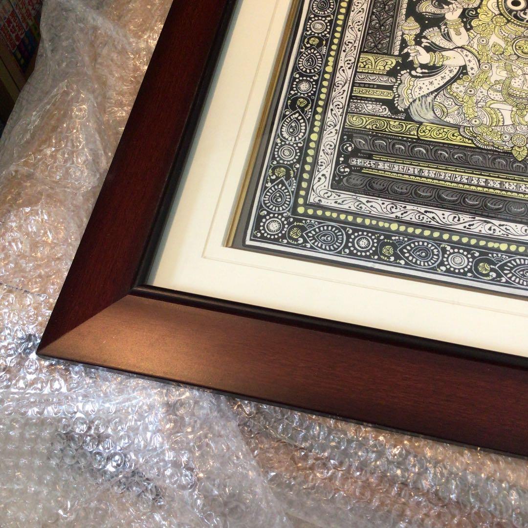 インド絵画 ジャガンナート神兄弟 細密画 53.5 x 71.0 cm