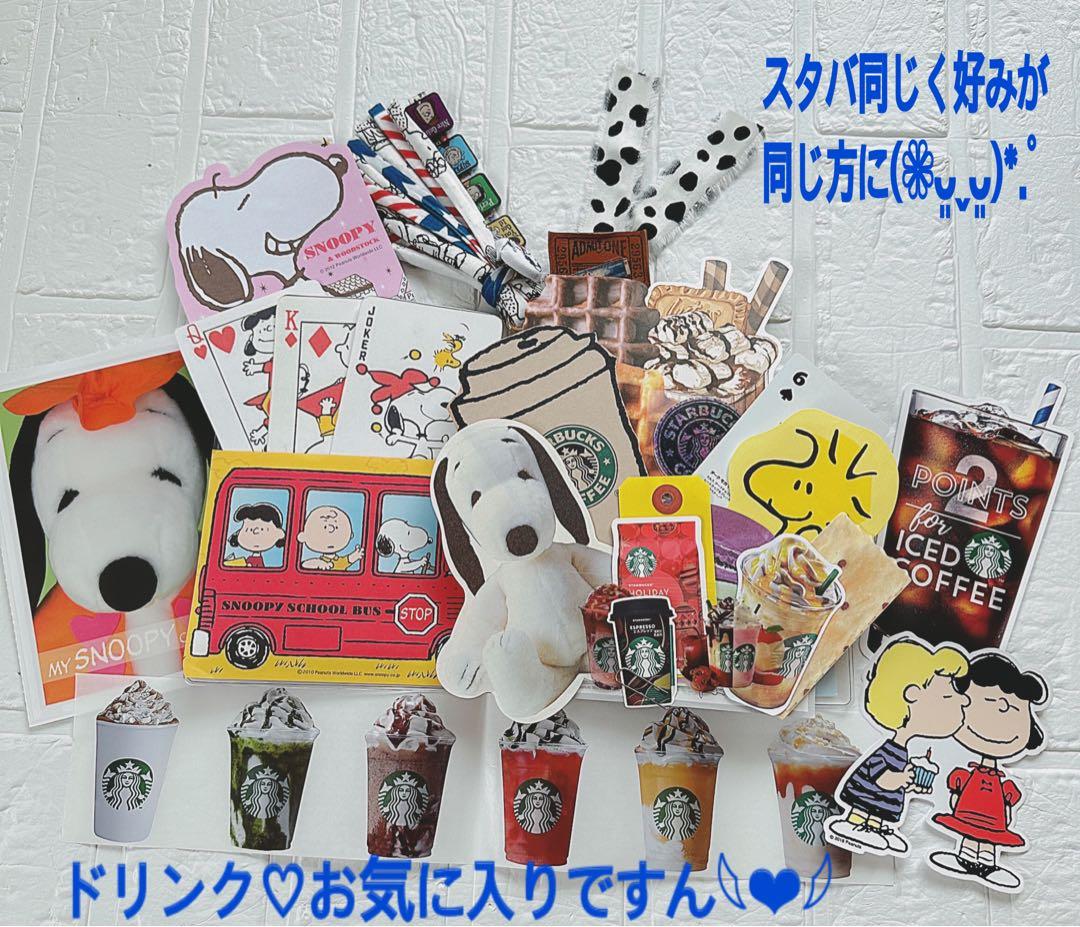 スヌーピーおすそ分けファイル♡アメキャラ＆スタバ限定1セット増量♡レア入り·͜·ᰔᩚ