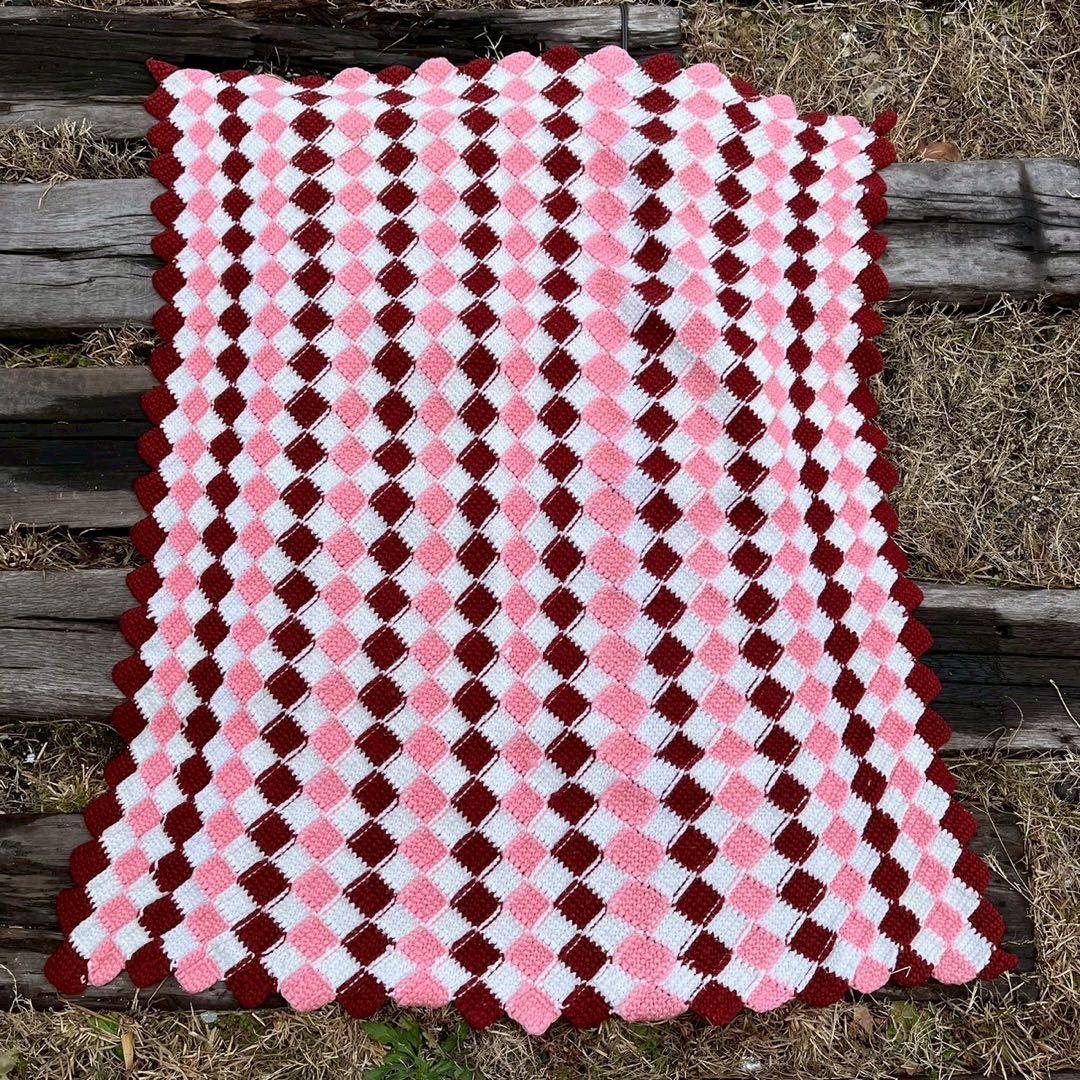 【USA vintage】 グラニーブランケット　エントレラック　ひざ掛け　ラグ