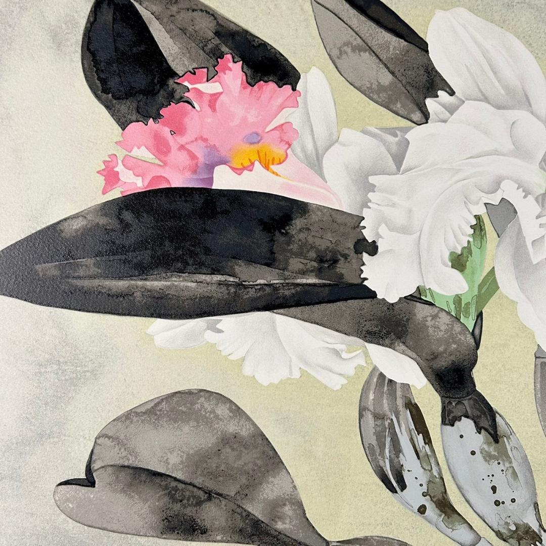 美品 中島千波「かとれあ」リトグラフ 直筆サイン・落款入り 額縁入り 日本画家