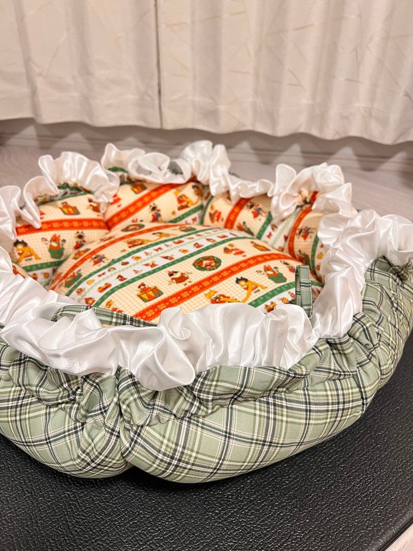 撮影道具 インテリア小物 花柄猫犬ベッド DIY 厚手