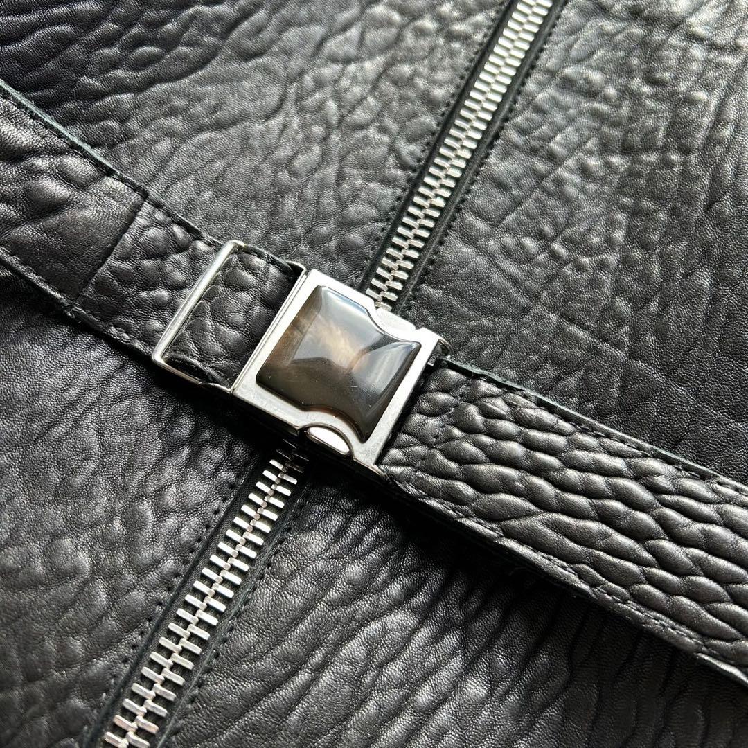 【美品】EMPORIO ARMANI羊革 黒タグ フード ベルト付き レザー44