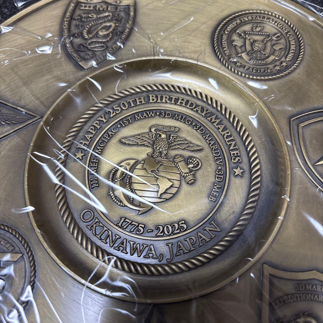 米海兵隊 生誕250周年記念プレート 沖縄製 マリンコボール
