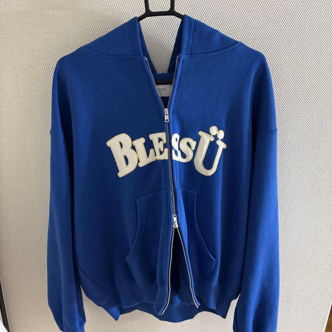 BlessU 青 ジップアップパーカー Lサイズ