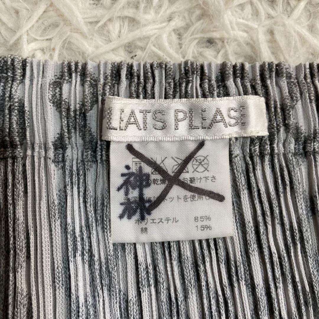 15954✨良品✨プリーツプリーズ スカート 希少柄 総柄 白 グレー